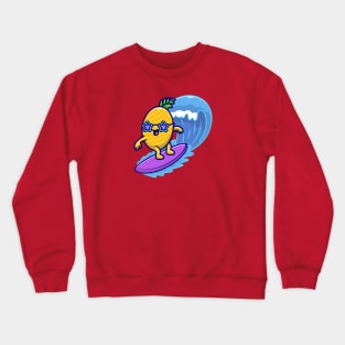 Cute Pineaple Surfing In The Sea Cartoon Crewneck Sweatshirt